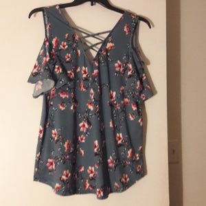 Cold shoulder floral top